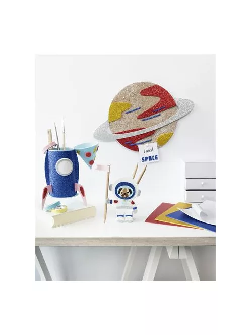 FOLIA Moosgumi, öntapadó, csillámos, 20x29 cm, 5 lap, FOLIA "Basic", 5 különböző szín