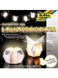   FOLIA Origami papír, lámpáshoz, 30x30 cm, 80 g, 12 lap, FOLIA, fehér