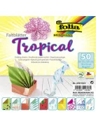 FOLIA Origami papír, 15x15 cm, 80 g, 50 lap, FOLIA "Tropical", 10 különböző minta