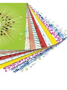   FOLIA Origami papír, 15x15 cm, 80 g, 50 lap, FOLIA "Tropical", 10 különböző minta