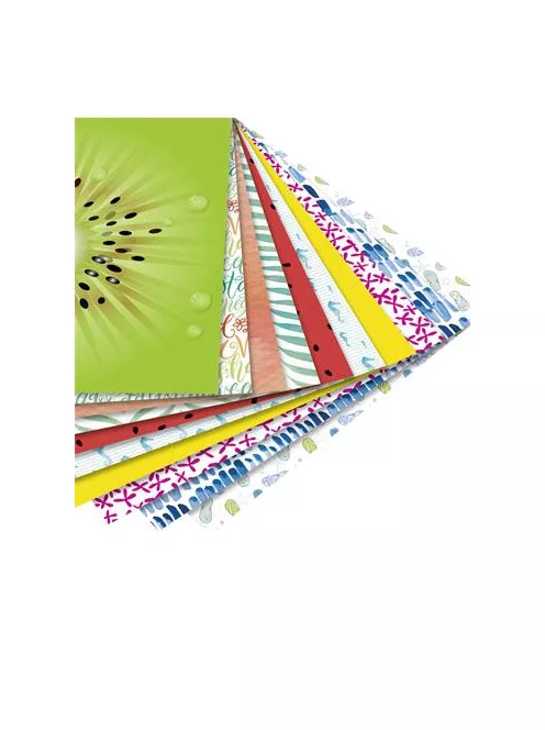 FOLIA Origami papír, 15x15 cm, 80 g, 50 lap, FOLIA "Tropical", 10 különböző minta