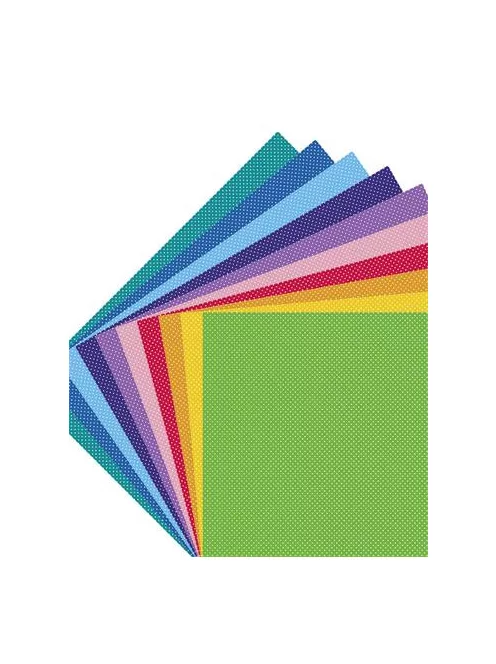 FOLIA Dekorkarton, 2 oldalas, 50x70 cm, 300 g, 10 lap, FOLIA "Dots Small", pöttyös, 10 különböző szín