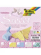 FOLIA Origami papír, 15x15 cm, 80 g, 50 lap, FOLIA "Sweet", 5 különböző minta