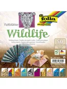 FOLIA Origami papír, 15x15 cm, 80 g, 50 lap, FOLIA "Wildlife", 10 különböző minta