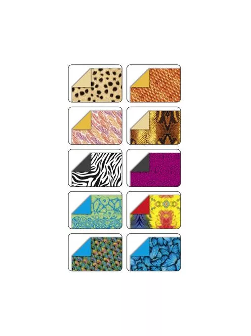 FOLIA Origami papír, 15x15 cm, 80 g, 50 lap, FOLIA "Wildlife", 10 különböző minta