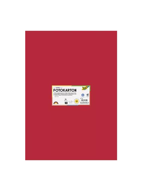 FOLIA Dekorkarton, 2 oldalas, 50x70 cm, 300 g, 10 lap, FOLIA, tűzpiros