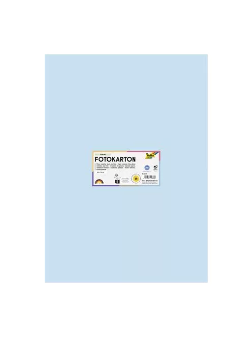 FOLIA Dekorkarton, 2 oldalas, 50x70 cm, 300 g, 10 lap, FOLIA, jégkék