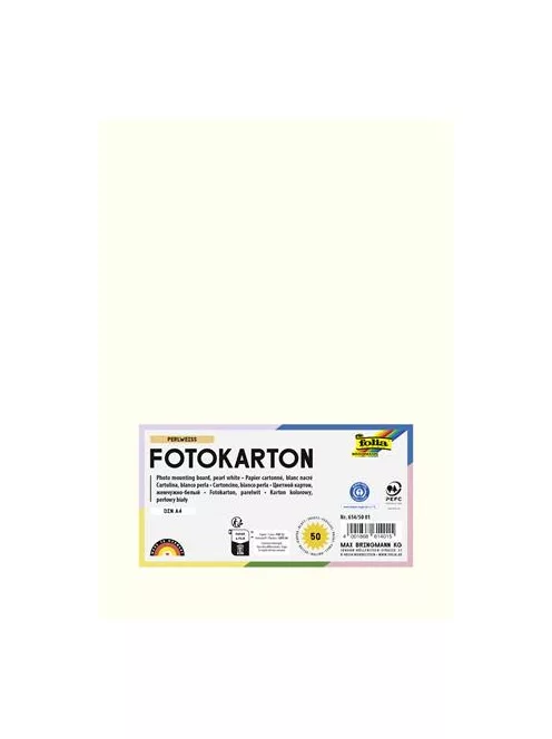 FOLIA Dekorkarton, 2 oldalas, A4, 300 g, 50 lap, FOLIA, gyöngyfehér