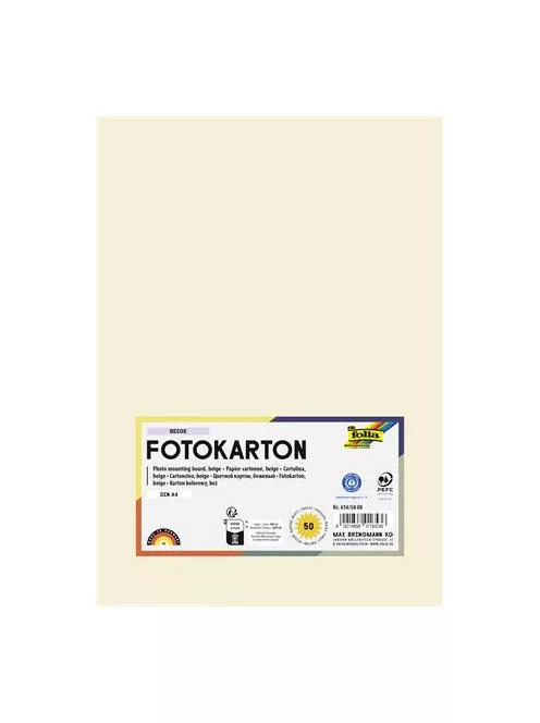 FOLIA Dekorkarton, 2 oldalas, A4, 300 g, 50 lap, FOLIA, bézs