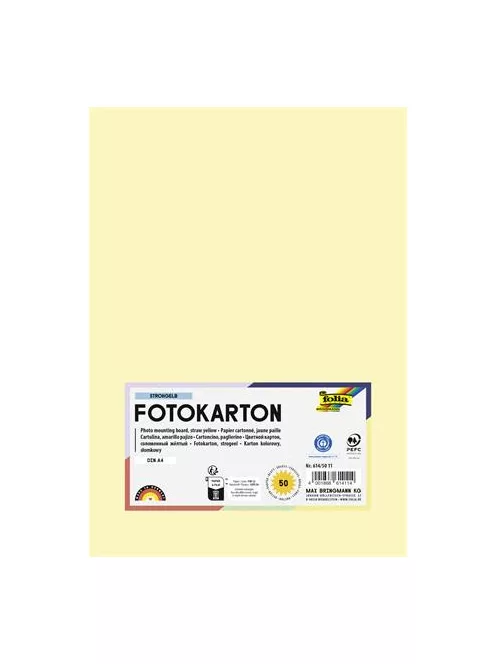 FOLIA Dekorkarton, 2 oldalas, A4, 300 g, 50 lap, FOLIA, szalmasárga