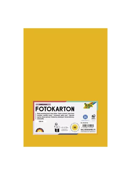 FOLIA Dekorkarton, 2 oldalas, A4, 300 g, 50 lap, FOLIA, mélysárga