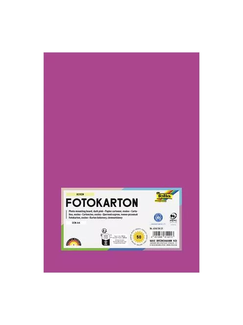 FOLIA Dekorkarton, 2 oldalas, A4, 300 g, 50 lap, FOLIA, sötétrózsaszín