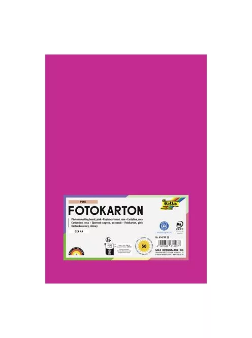 FOLIA Dekorkarton, 2 oldalas, A4, 300 g, 50 lap, FOLIA, rózsaszín