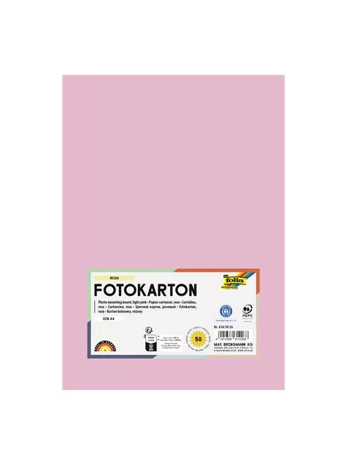 FOLIA Dekorkarton, 2 oldalas, A4, 300 g, 50 lap, FOLIA, halvány rózsaszín