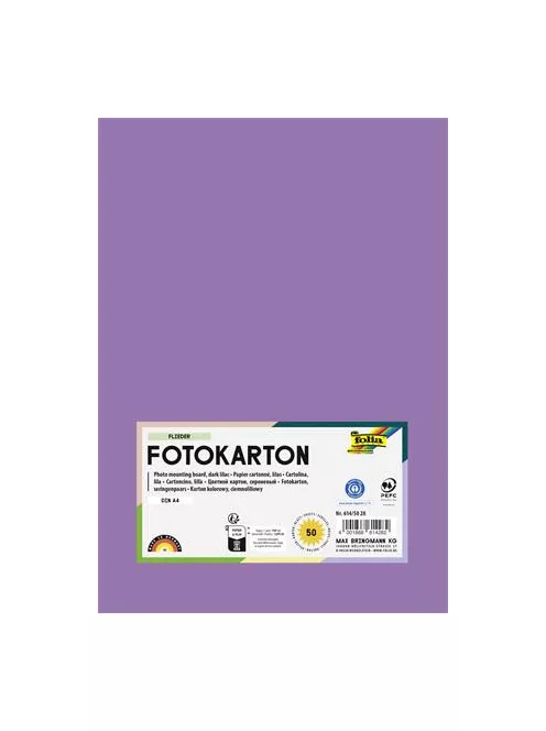 FOLIA Dekorkarton, 2 oldalas, A4, 300 g, 50 lap, FOLIA, sötét orgonalila