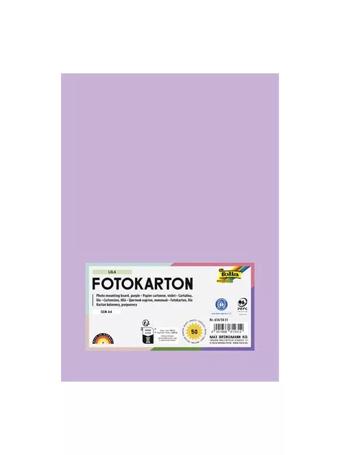FOLIA Dekorkarton, 2 oldalas, A4, 300 g, 50 lap, FOLIA, halvány orgonalila