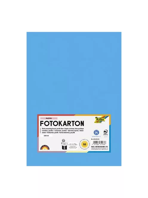 FOLIA Dekorkarton, 2 oldalas, A4, 300 g, 50 lap, FOLIA, óceánkék