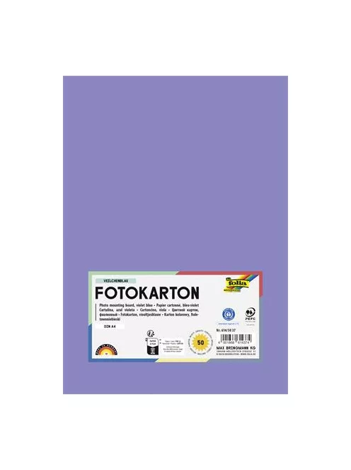 FOLIA Dekorkarton, 2 oldalas, A4, 300 g, 50 lap, FOLIA, ibolyakék
