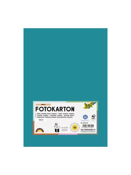 FOLIA Dekorkarton, 2 oldalas, A4, 300 g, 50 lap, FOLIA, türkiz