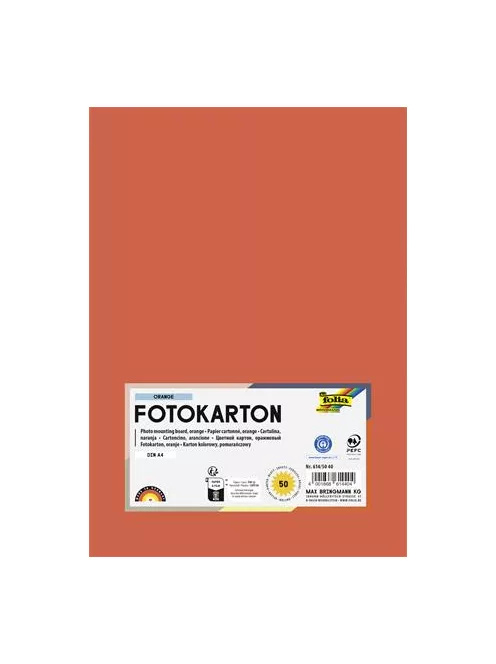 FOLIA Dekorkarton, 2 oldalas, A4, 300 g, 50 lap, FOLIA, narancs
