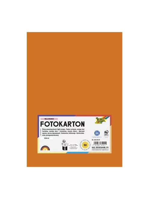 FOLIA Dekorkarton, 2 oldalas, A4, 300 g, 50 lap, FOLIA, világosnarancs