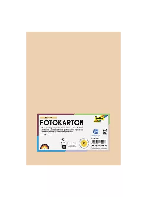 FOLIA Dekorkarton, 2 oldalas, A4, 300 g, 50 lap, FOLIA, barack