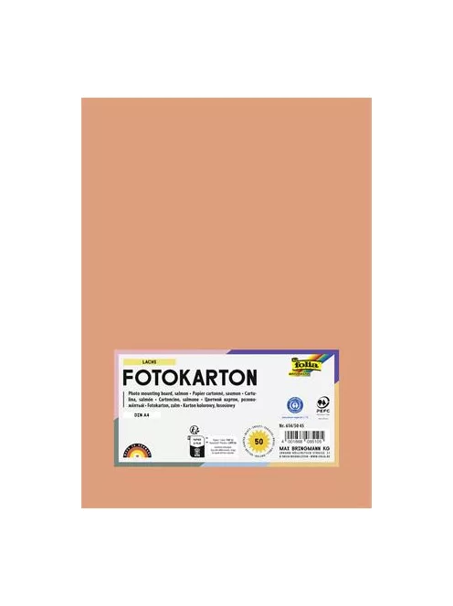 FOLIA Dekorkarton, 2 oldalas, A4, 300 g, 50 lap, FOLIA, lazacszínű