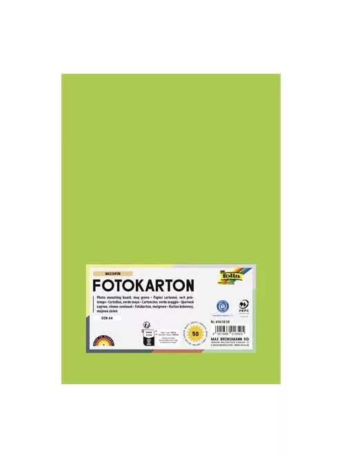FOLIA Dekorkarton, 2 oldalas, A4, 300 g, 50 lap, FOLIA, tavaszzöld
