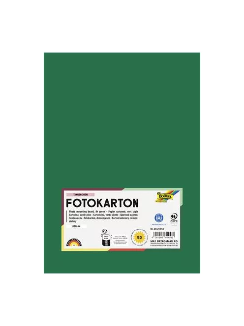 FOLIA Dekorkarton, 2 oldalas, A4, 300 g, 50 lap, FOLIA, fenyőzöld