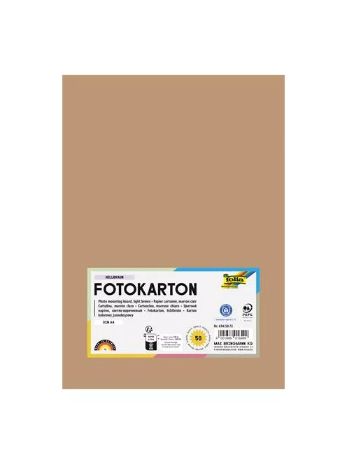 FOLIA Dekorkarton, 2 oldalas, A4, 300 g, 50 lap, FOLIA, világosbarna