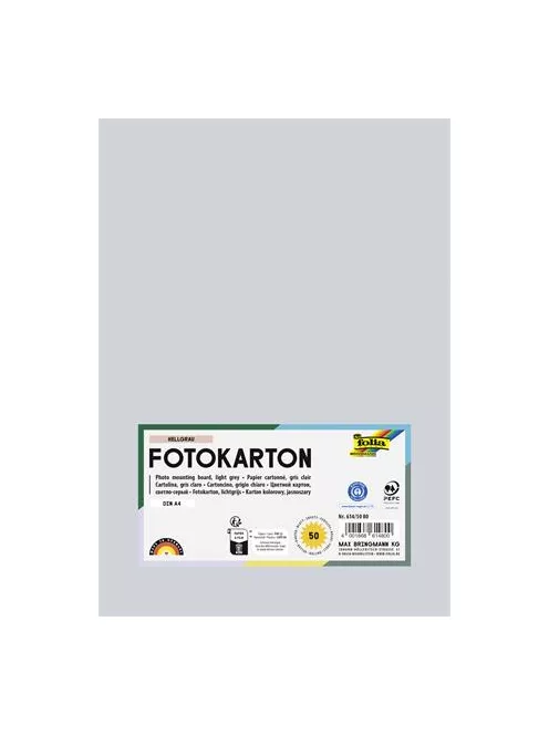 FOLIA Dekorkarton, 2 oldalas, A4, 300 g, 50 lap, FOLIA, világosszürke