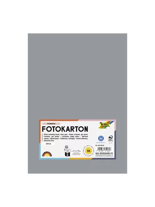 FOLIA Dekorkarton, 2 oldalas, A4, 300 g, 50 lap, FOLIA, kőszürke