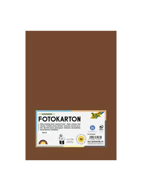 FOLIA Dekorkarton, 2 oldalas, A4, 300 g, 50 lap, FOLIA, csokoládébarna