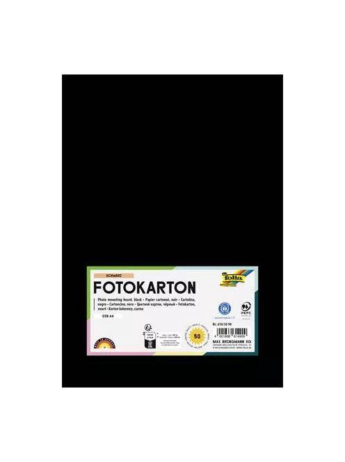 FOLIA Dekorkarton, 2 oldalas, A4, 300 g, 50 lap, FOLIA, fekete