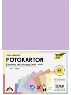   FOLIA Dekorkarton, 2 oldalas, A4, 300 g, 10x5 lap, FOLIA, „Pastel”, vegyes színek