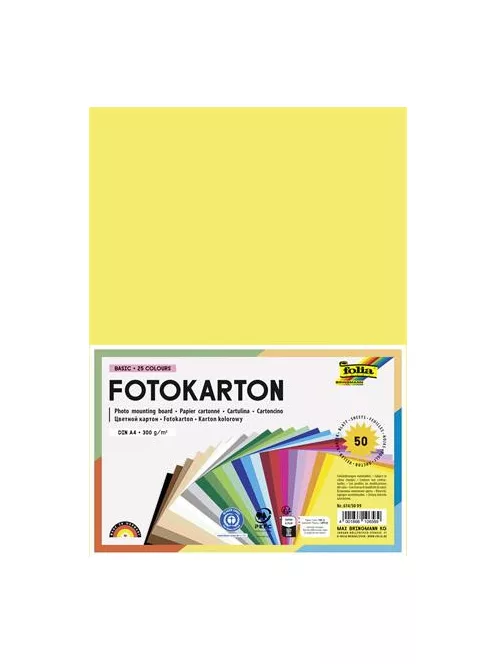 FOLIA Dekorkarton, 2 oldalas, A4, 300 g, 25x2 lap, FOLIA, vegyes színek