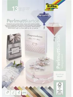   FOLIA Dekorkarton, 2 oldalas, 25x35 cm, 13 lap, 250 g, FOLIA, 13 különböző gyöngyház szín