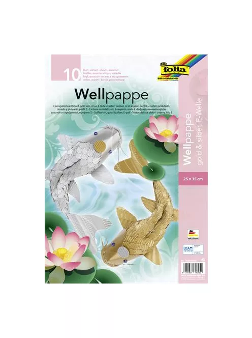 FOLIA Hullámkarton, 25x35 cm, 10 lap, FOLIA, arany és ezüst vegyes színek