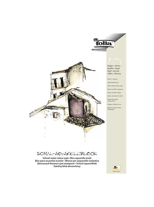 FOLIA Akvarell tömb, A3, 150 g, 10 lap, durva, FOLIA