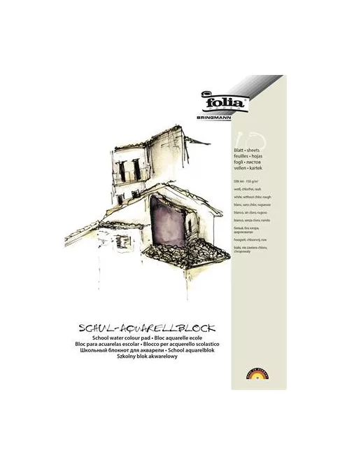 FOLIA Akvarell tömb, A4, 150 g, 10 lap, durva, FOLIA
