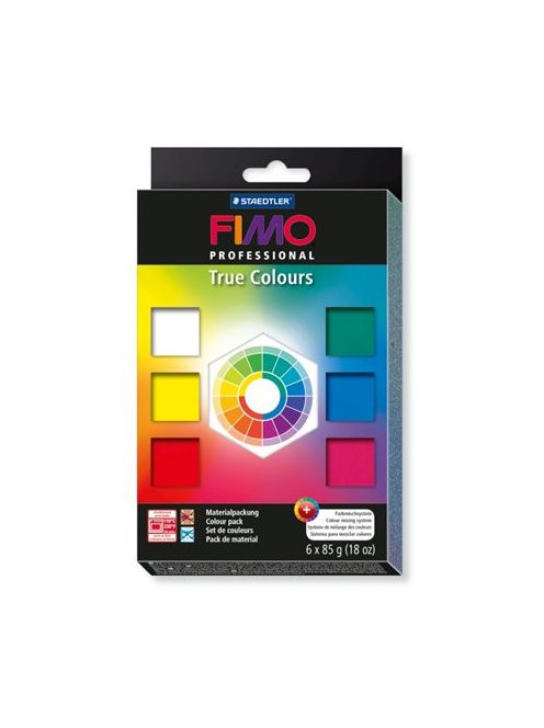 FIMO Gyurma készlet, 6x85 g, égethető, FIMO "Professional True Colours", 6 különböző szín