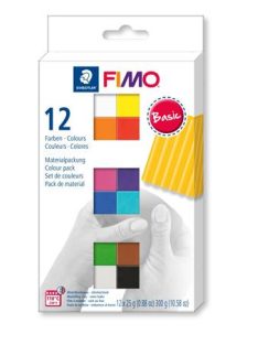   FIMO Gyurma, készlet, 12x25 g, égethető, FIMO "Soft Basic", 12 különböző szín