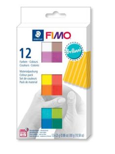   FIMO Gyurma, készlet, 12x25 g, égethető, FIMO "Soft Brillant", 12 különböző szín