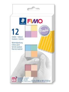   FIMO Gyurma, készlet, 12x25 g, égethető, FIMO "Soft Pastel" 12 különböző szín