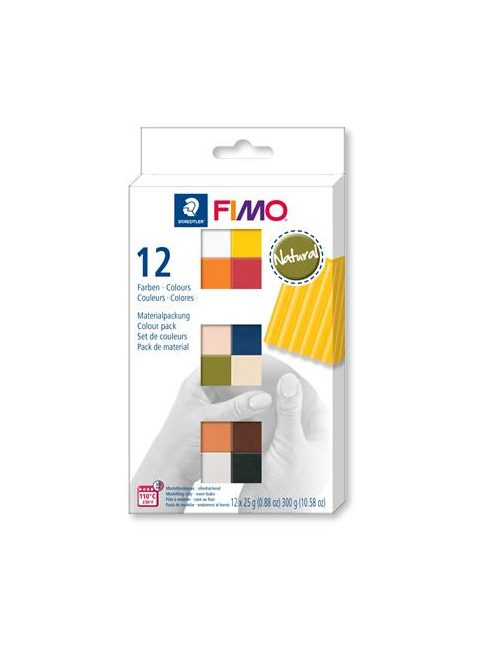 FIMO Gyurma, készlet, 12x25 g, égethető, FIMO "Soft Natural", 12 különböző szín