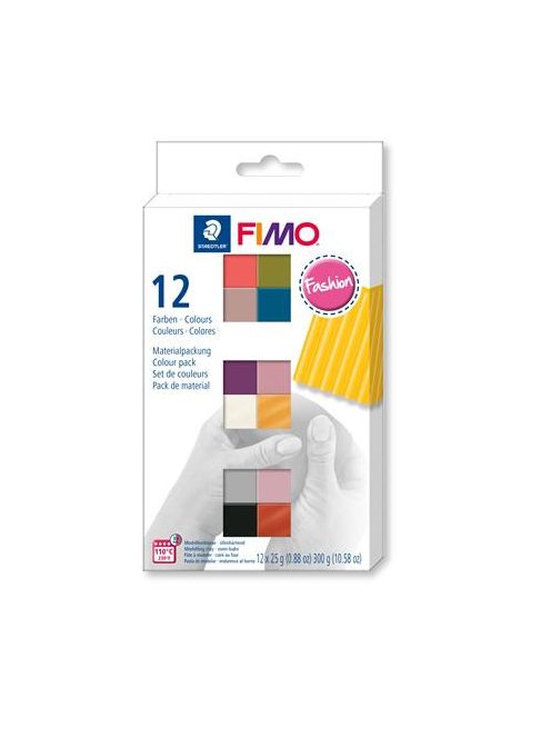 FIMO Gyurma, készlet, 12x25 g, égethető, FIMO "Soft Fashion", 12 különböző szín