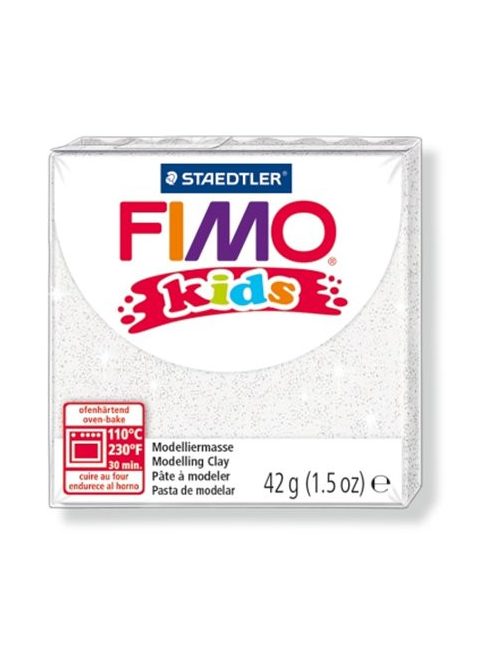 FIMO Gyurma, 42 g, égethető, FIMO "Kids", glitteres fehér