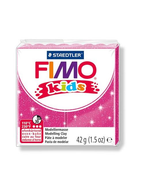 FIMO Gyurma, 42 g, égethető, FIMO "Kids", glitteres rózsaszín