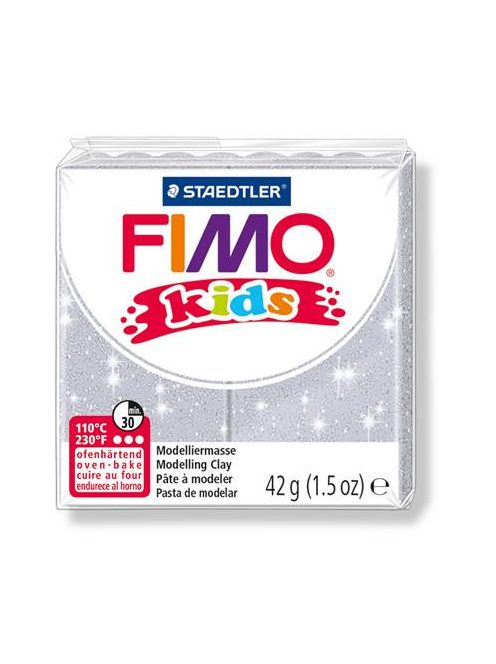 FIMO Gyurma, 42 g, égethető, FIMO "Kids", glitteres ezüst