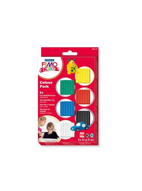 FIMO Gyurma készlet, 6x42 g, égethető, FIMO "Kids Color Pack", 6 alapszín